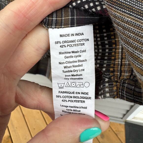 PrAna size L Rennin Plaid Long Sleeve Button Up Button Down Cotton Blend Shirt - Picture 13 of 13